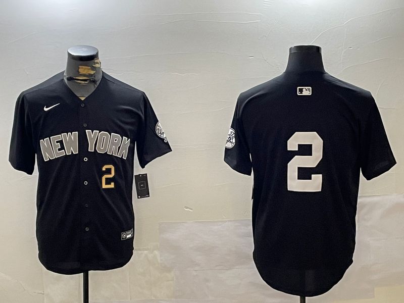 Men New York Yankees #2 No Name Black Game 2024 Nike MLB Jersey style 1209